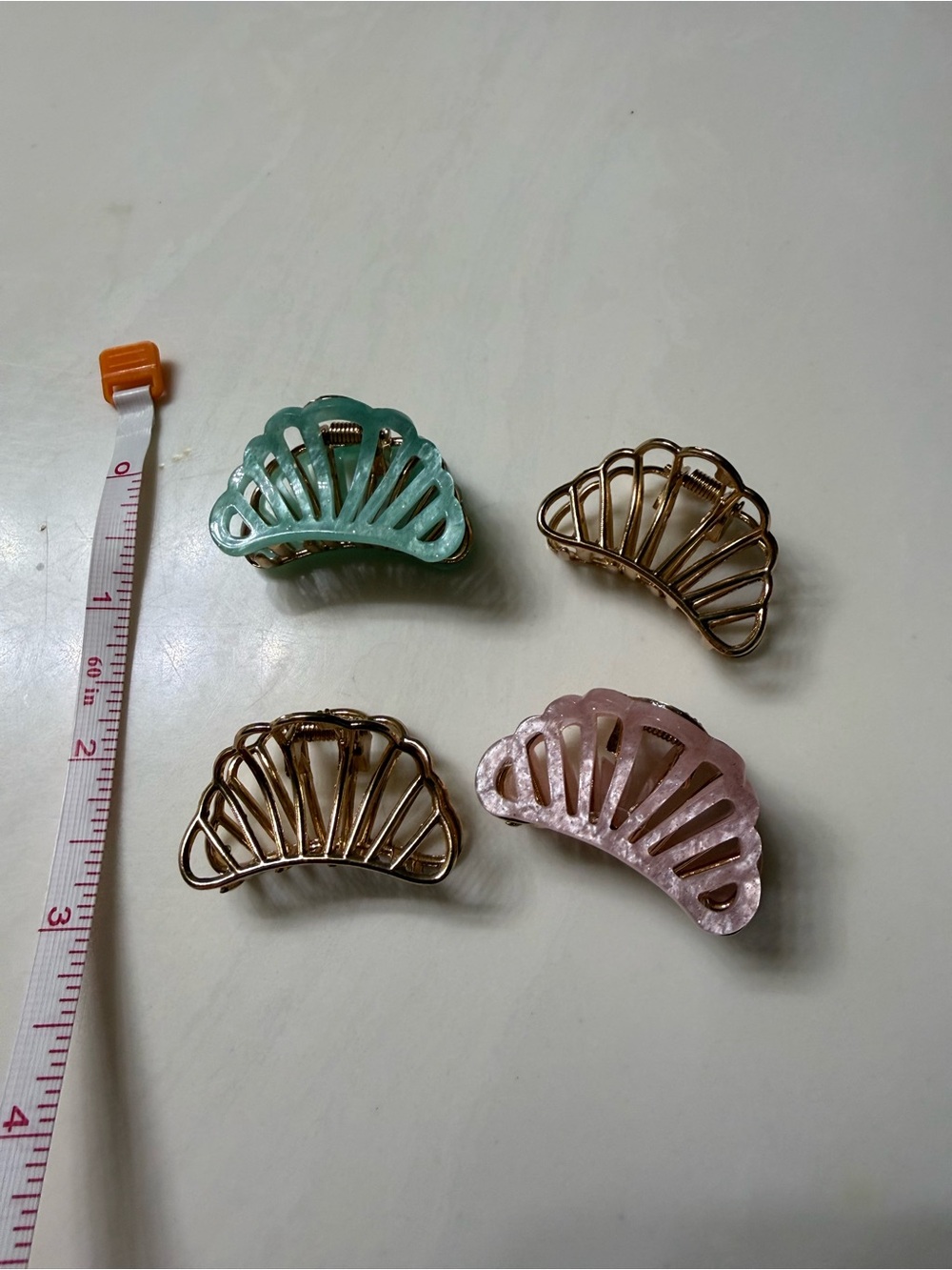 Mini Shell Hair Claw Clips - Pink, Mint & Gold